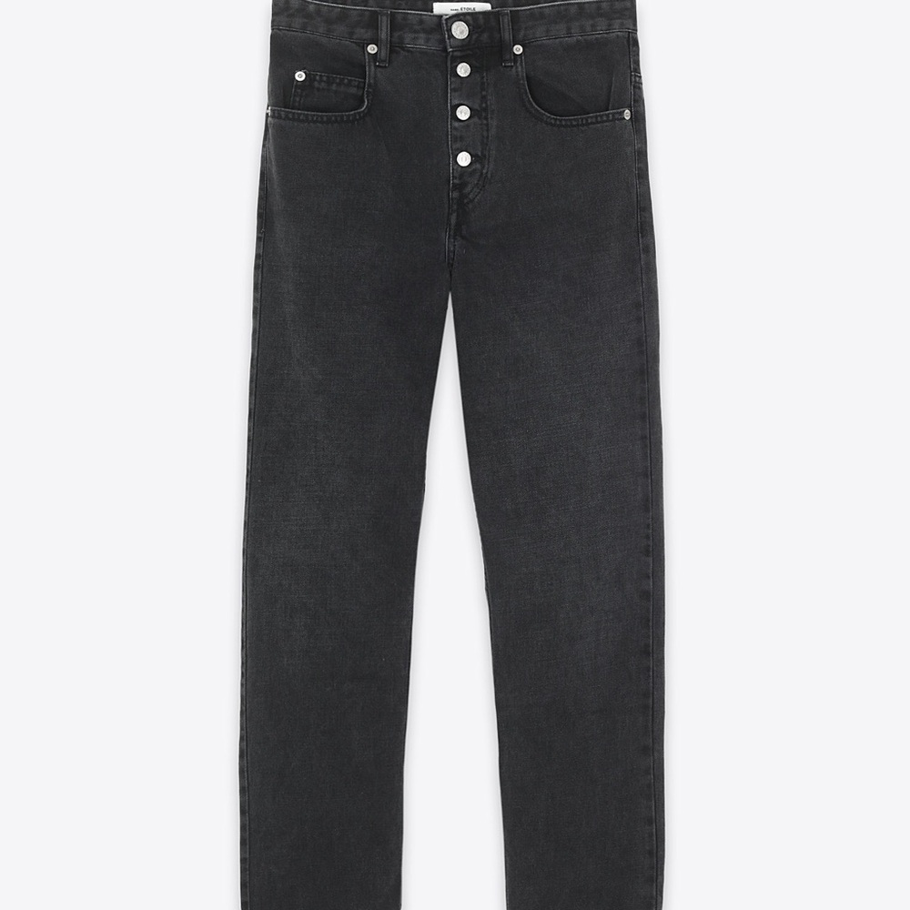 Isabel Marat Etoile Belden Gray Black Wide Leg Jeans size 27/28 or EU 38